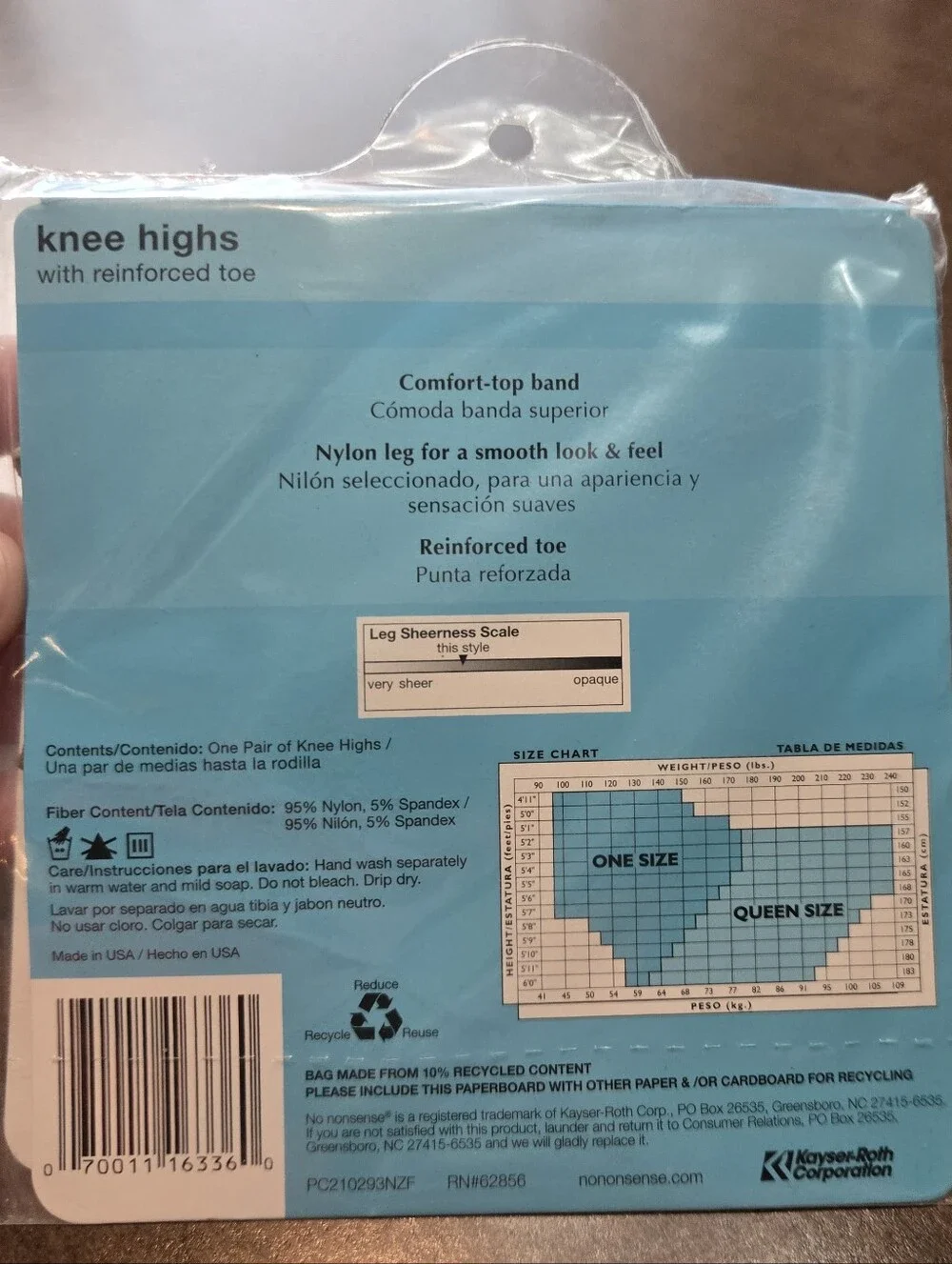 *SALE* New Vintage No Nonsense Knee Highs Beige Size Q Reinforced Toe Nylon USA